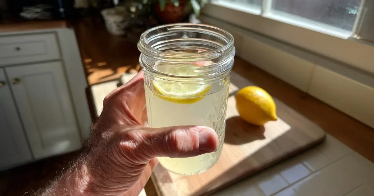 Man holding a glass of baking soda trick recipe drink