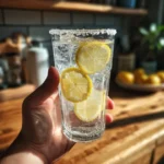 ice water hack recipe in glass with lemon