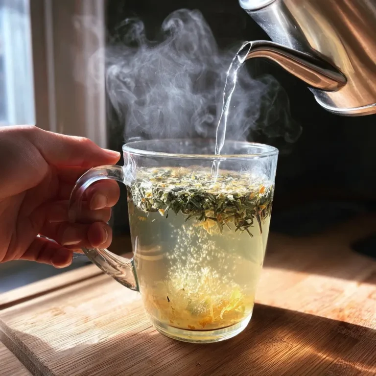 lemon-balm-weight-loss-brewing-step Brewing lemon balm recipe for weight loss in glass mug
