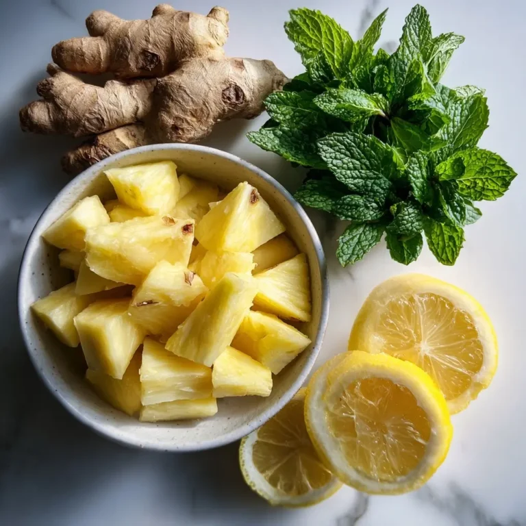 Pineapple, ginger, and lemon ingredients