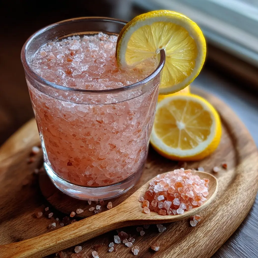 pink salt trick recipe glass with lemon and pink salt