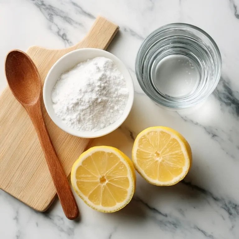baking-soda-detox-ingredients Baking soda, lemon, and water arranged for detox drink