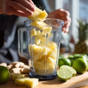 Blending pineapple, lime, and ginger for Brazilian ZepBound