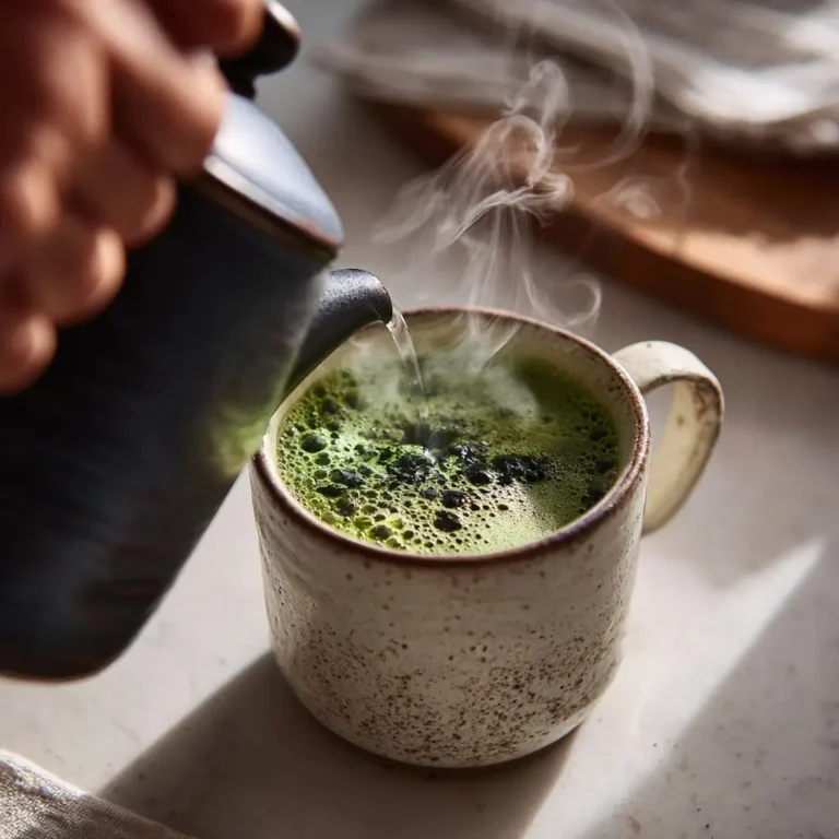 steeping Japanese Mounjaro tea with hot water