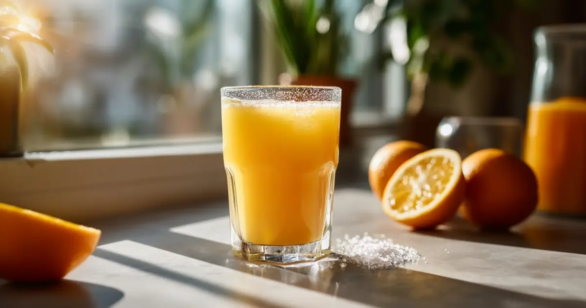 Cortisol cocktail adrenal drink in glass on kitchen table