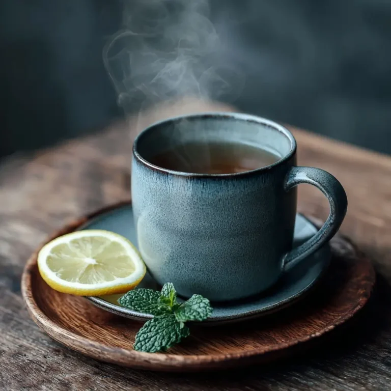 Costa Rican tea made with guava leaves, lemongrass, and ginger in a rustic clay mug