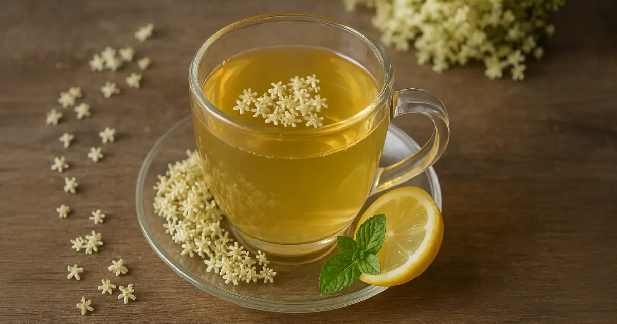 elderflower tea recipe in cup