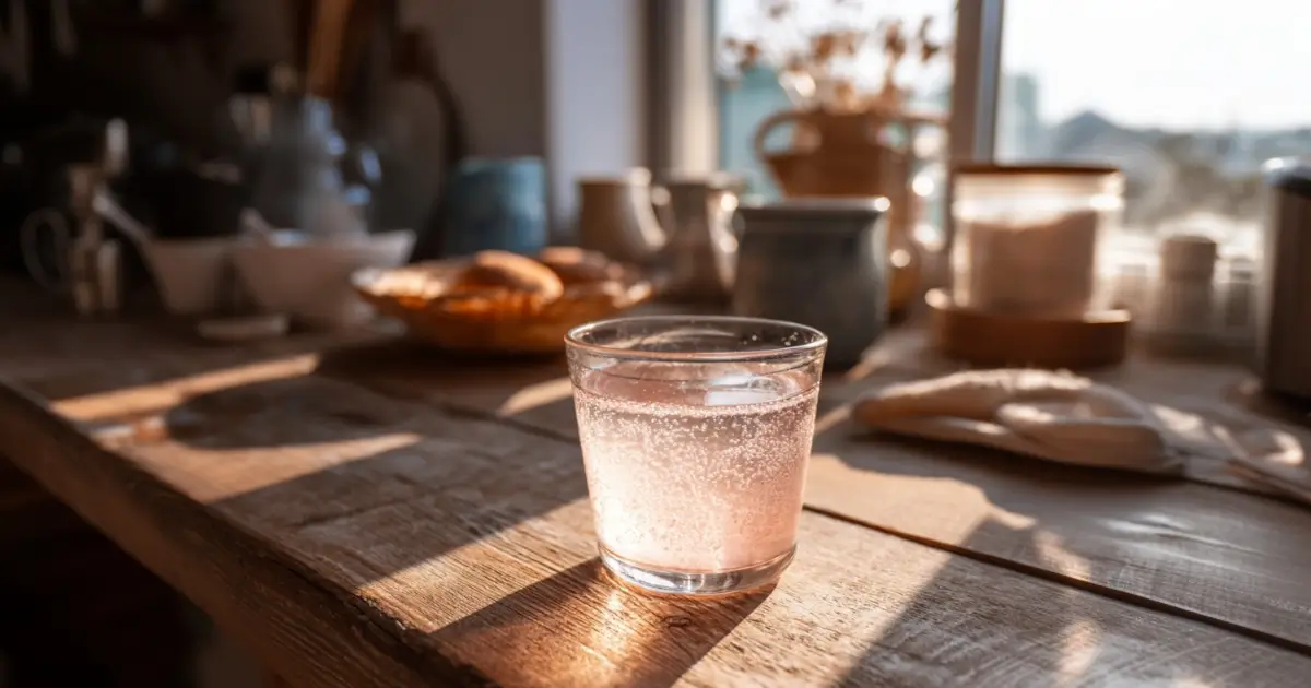 Japanese Pink Salt diet recipe drink in morning light