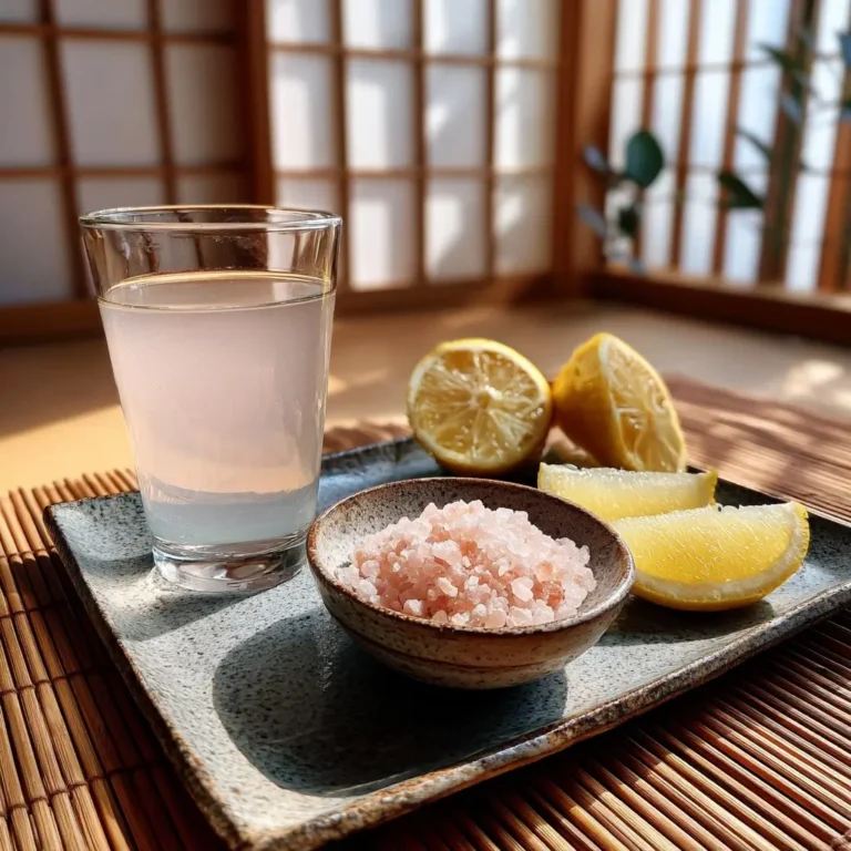 japanese-pink-salt-recipe-featured Japanese Pink Salt Recipe drink with lemon and salt on wood