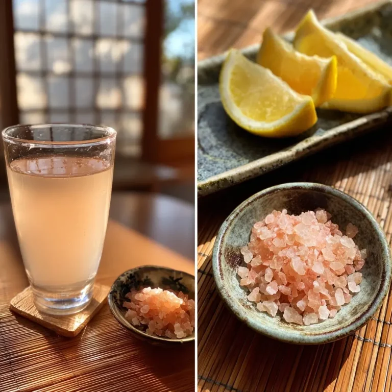japanese-pink-salt-recipe-serving Japanese Pink Salt drink served on bamboo tray with lemon