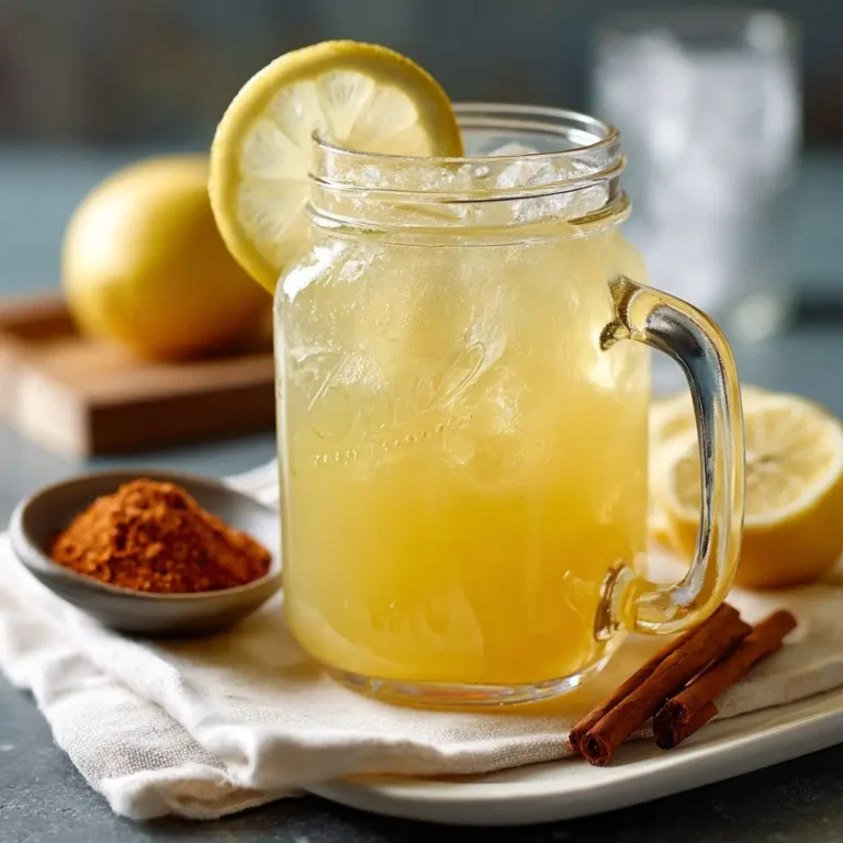 natural-detox-drink-served Finished detox drink with lemon slice and spice