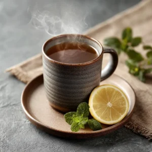 Costa Rican tea served with lemon slice