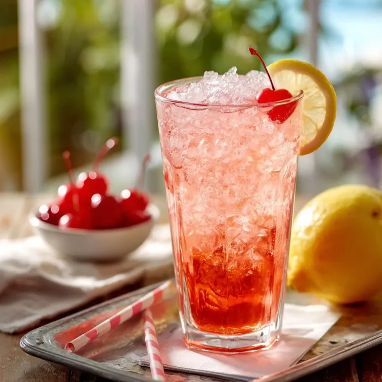 Served Shirley Temple mocktail with cherry garnish