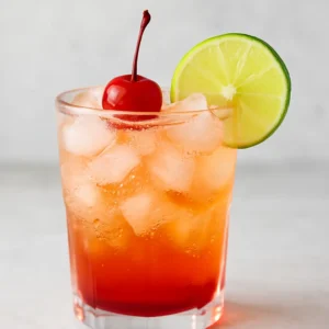 Shirley Temple mocktail with garnish