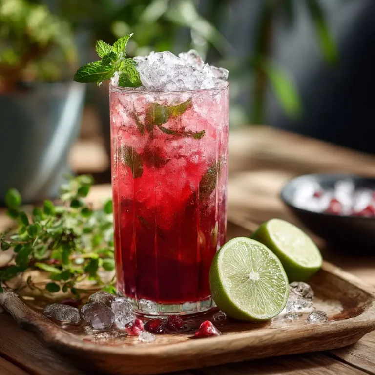 Garnished transfusion drink with mint
