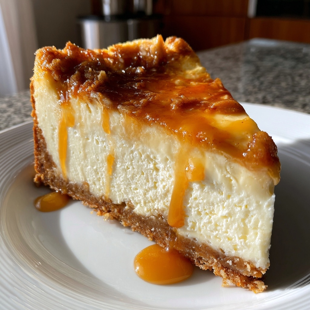 Apple Cider Cheesecake on a fall-themed table in natural lighting
