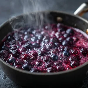 Blueberry syrup cooking for lemonade