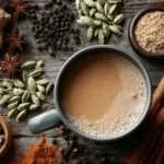 Chai tea recipe with spiced masala chai in a cup