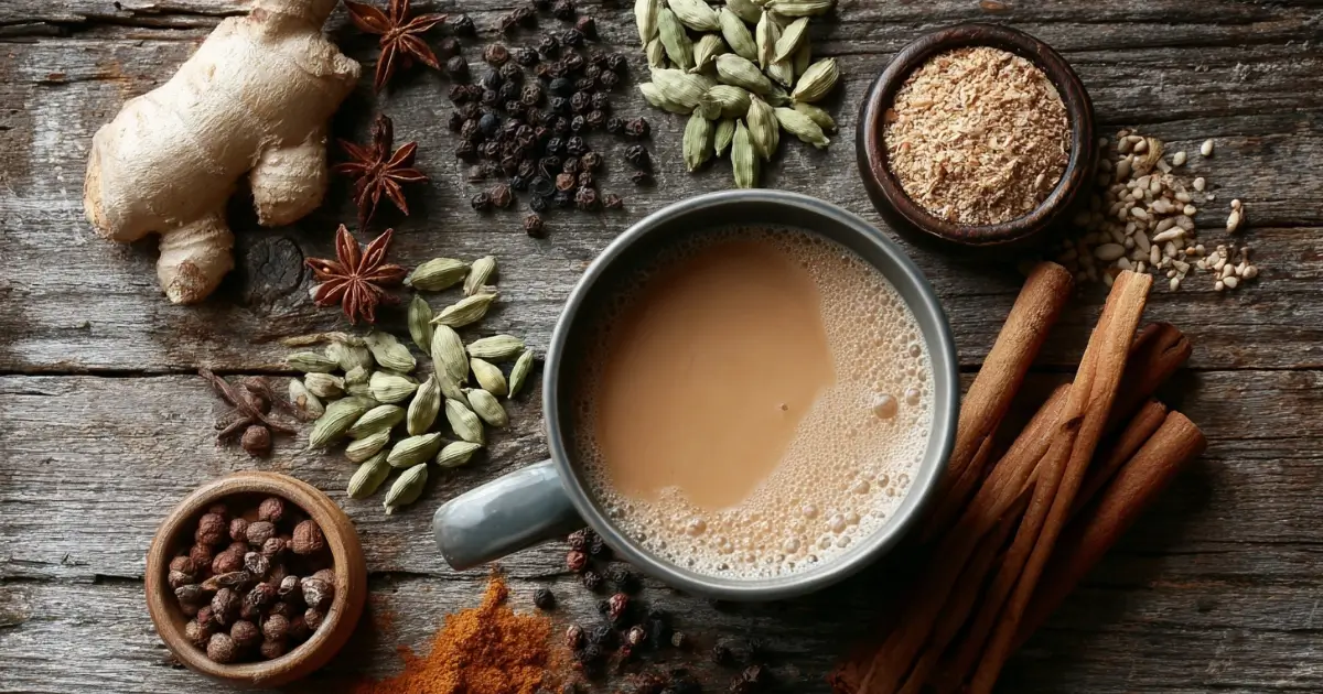 Chai tea recipe with spiced masala chai in a cup