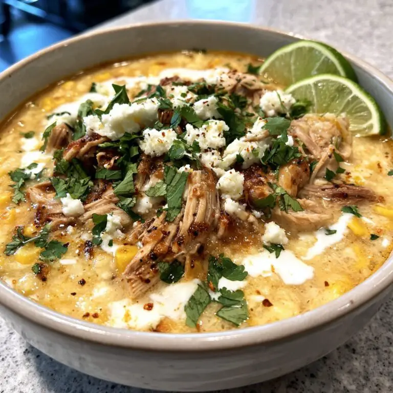 Bowl of Mexican Street Corn Soup with lime wedge and cilantro