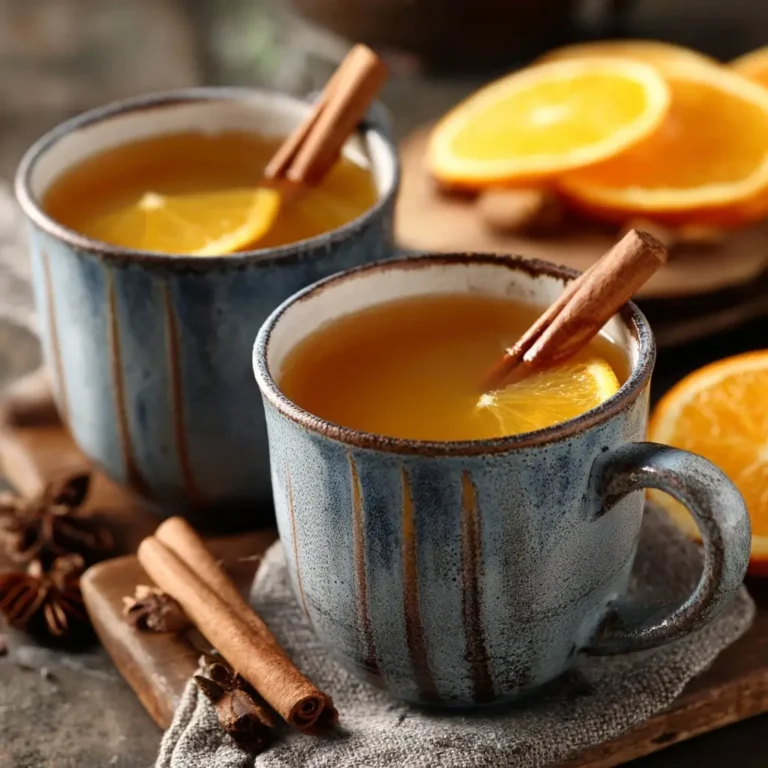 crockpot-apple-cider-serving Steaming crockpot apple cider served with cinnamon sticks and orange slices