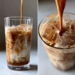 Iced Pumpkin Cream Chai Tea Latte in a clear glass with pumpkin cold foam