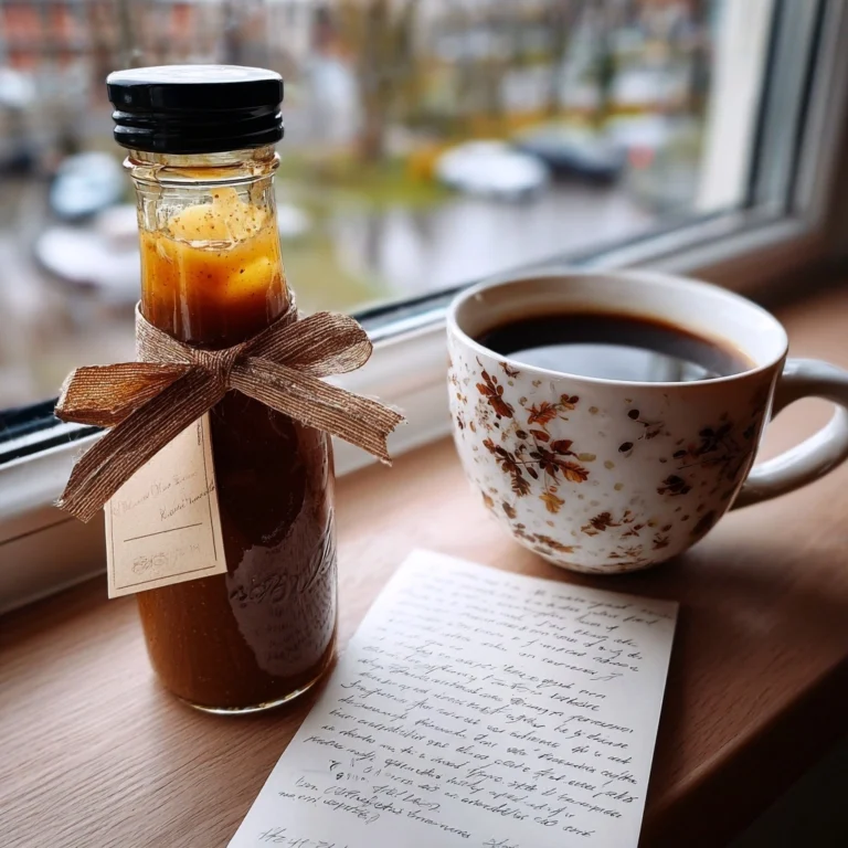 Clean pumpkin spice sauce next to a chai mug in home kitchen