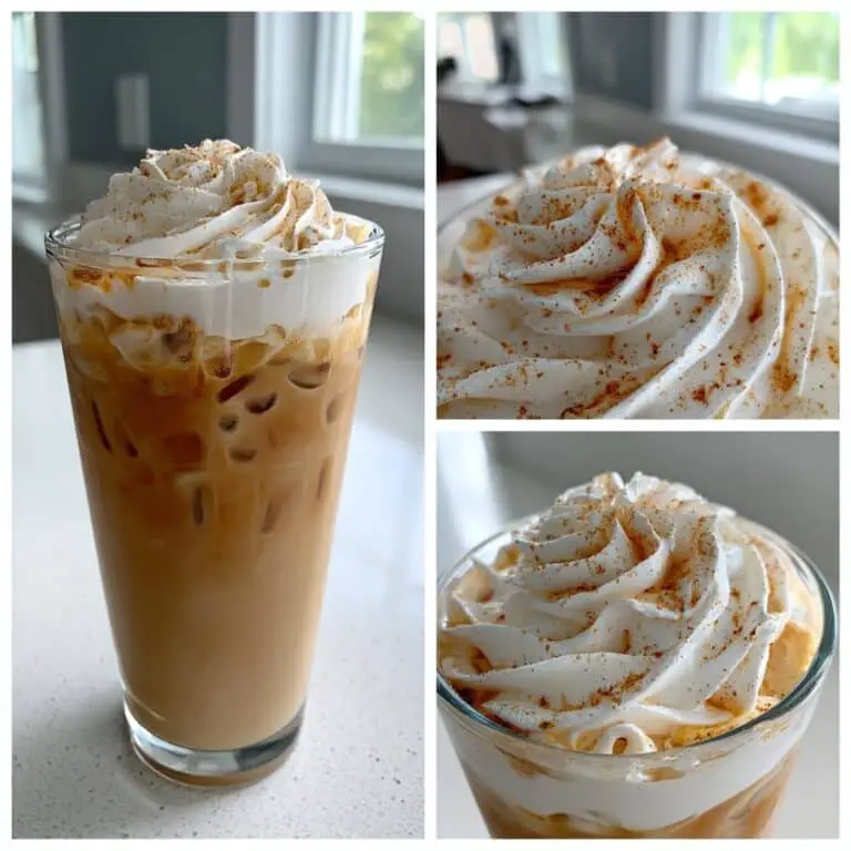 Iced Pumpkin Cream Chai Tea Latte topped with thick pumpkin cold foam