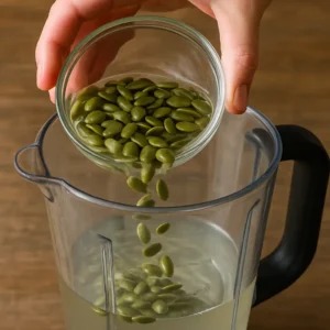 Ingredients for pumpkin seed weight loss drink on cutting board