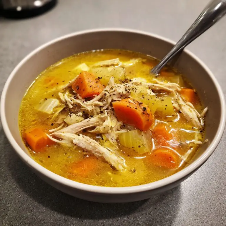 Chicken simmering in turmeric coconut broth