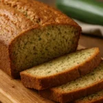zucchini bread recipe on wooden cutting board
