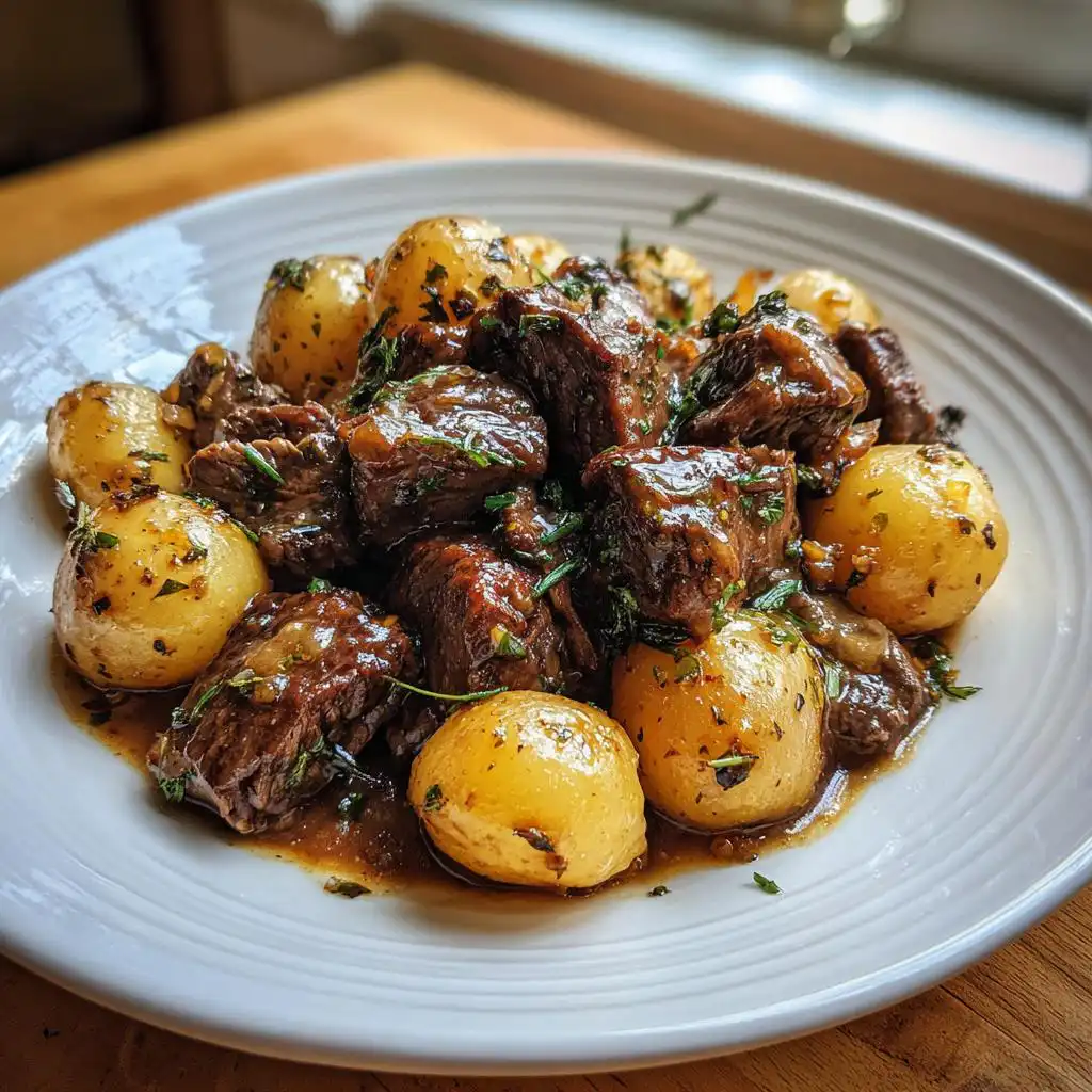 Crockpot Garlic Butter Beef Bites with Potatoes - detail 1