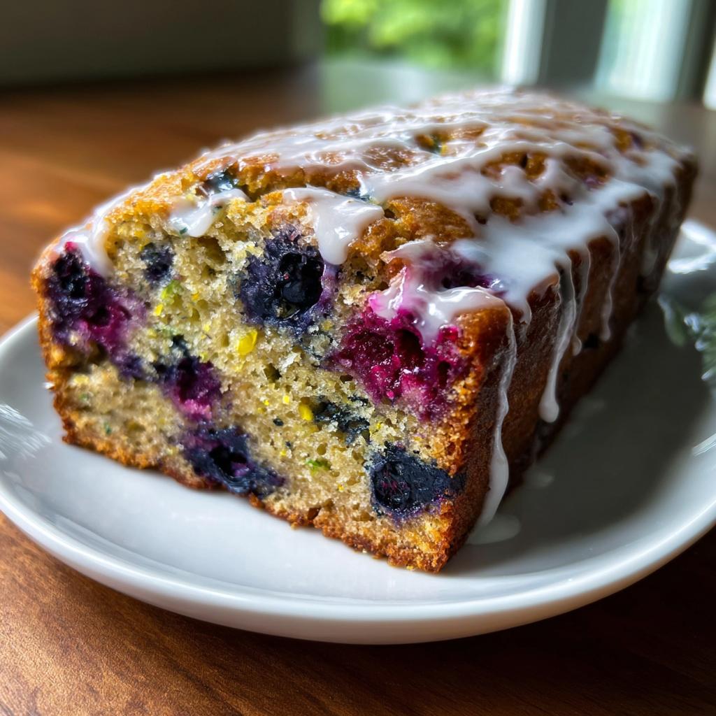 Moist Blueberry Zucchini Bread with Lemon Glaze - detail 1