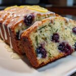 Moist Blueberry Zucchini Bread with Lemon Glaze