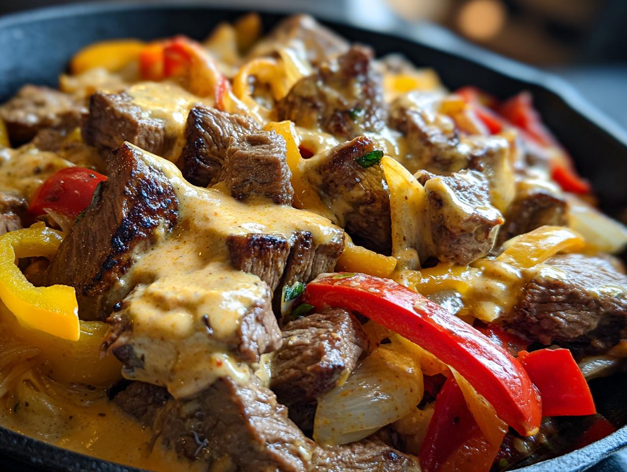 Amazing Queso Steak Fajita Skillet in 35 Mins