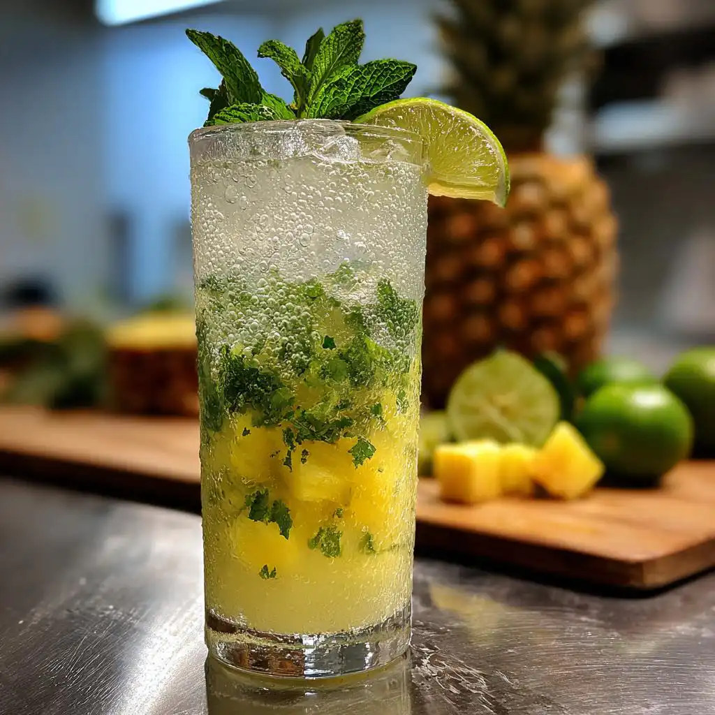 Refreshing Pineapple Coconut Mojito Mocktail - detail 2