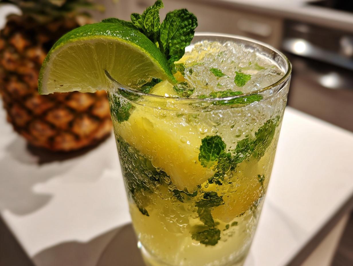 Refreshing Pineapple Coconut Mojito: 5 Minutes