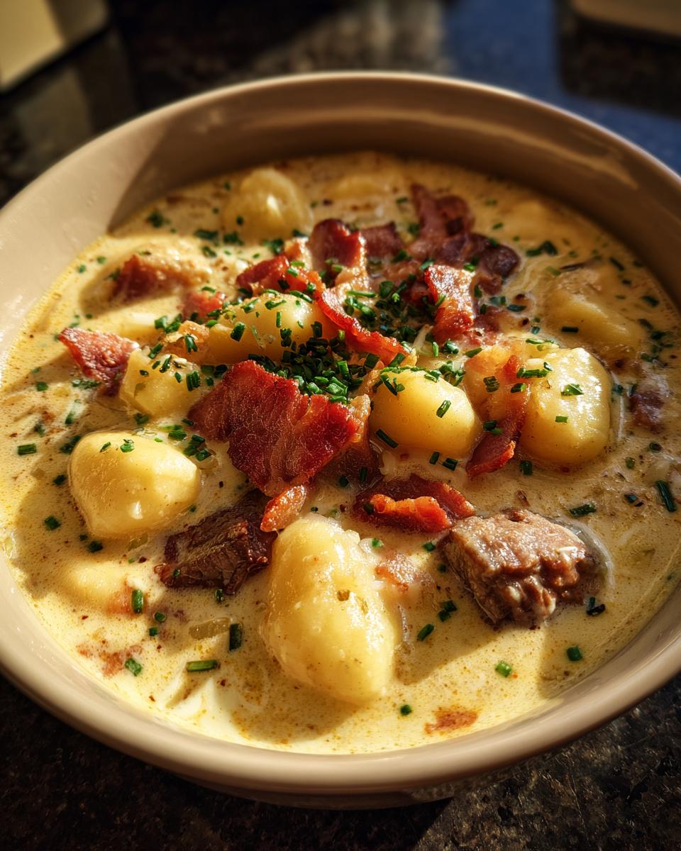 Beef Bacon Cheddar Gnocchi Soup - detail 1