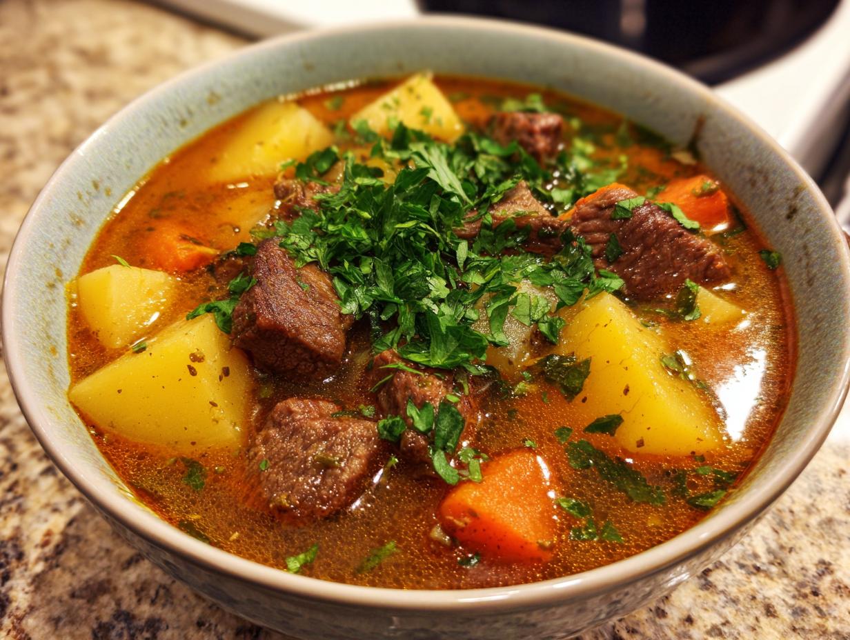 Cheesy Beef & Potato Soup: 1 Hug in a Bowl