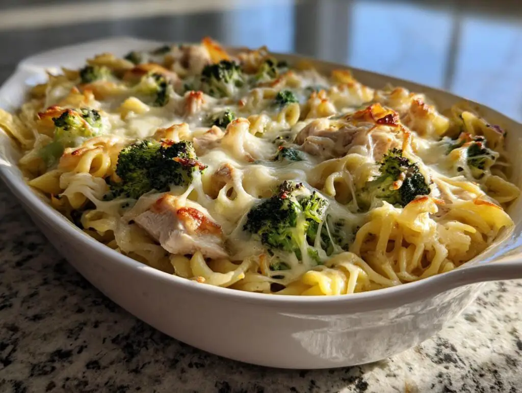 Family-Style Chicken Broccoli Alfredo Bake