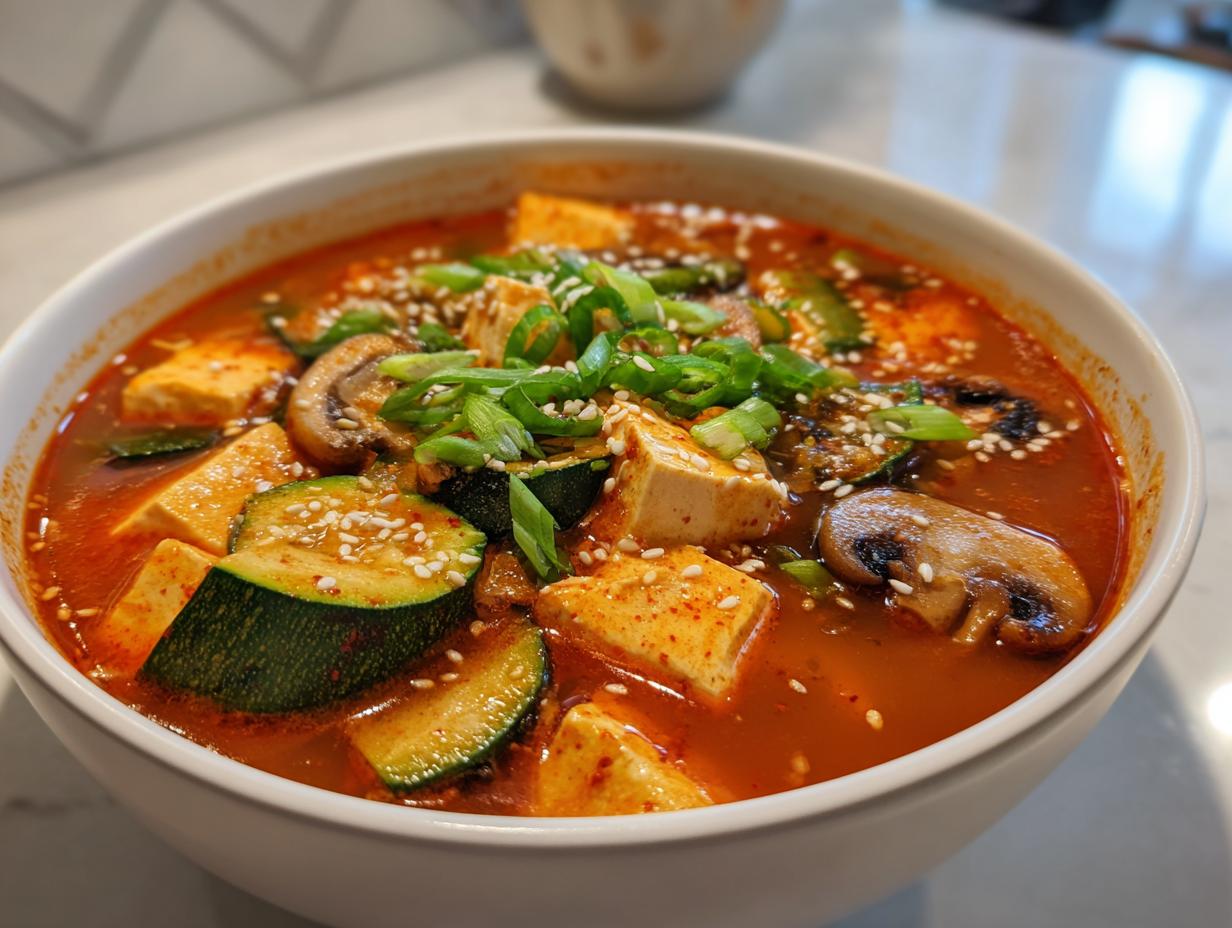 Warming Gochujang Tofu Soup in 4 Easy Steps