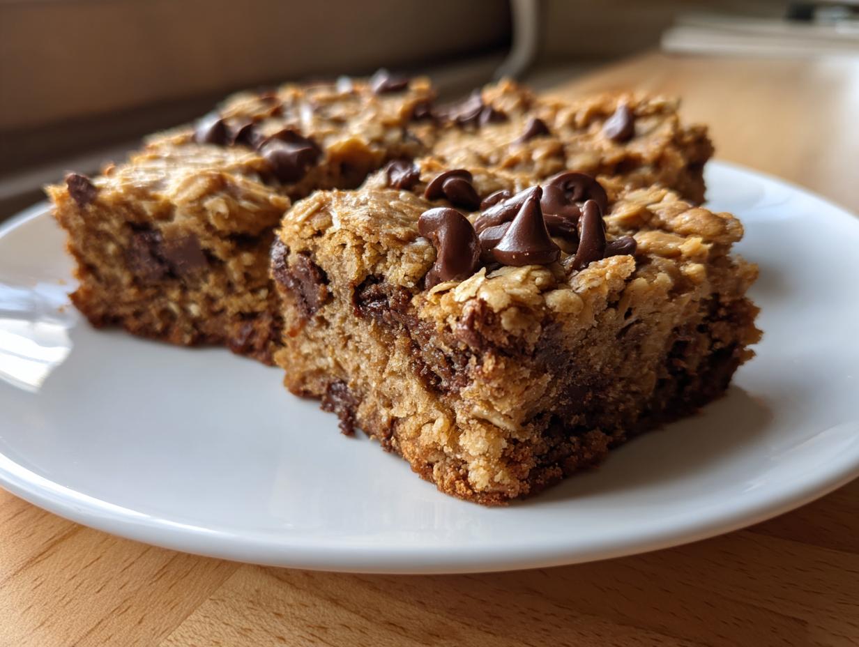 Amazing 2-Ingredient Oatmeal Chocolate Chip Cookie Bars