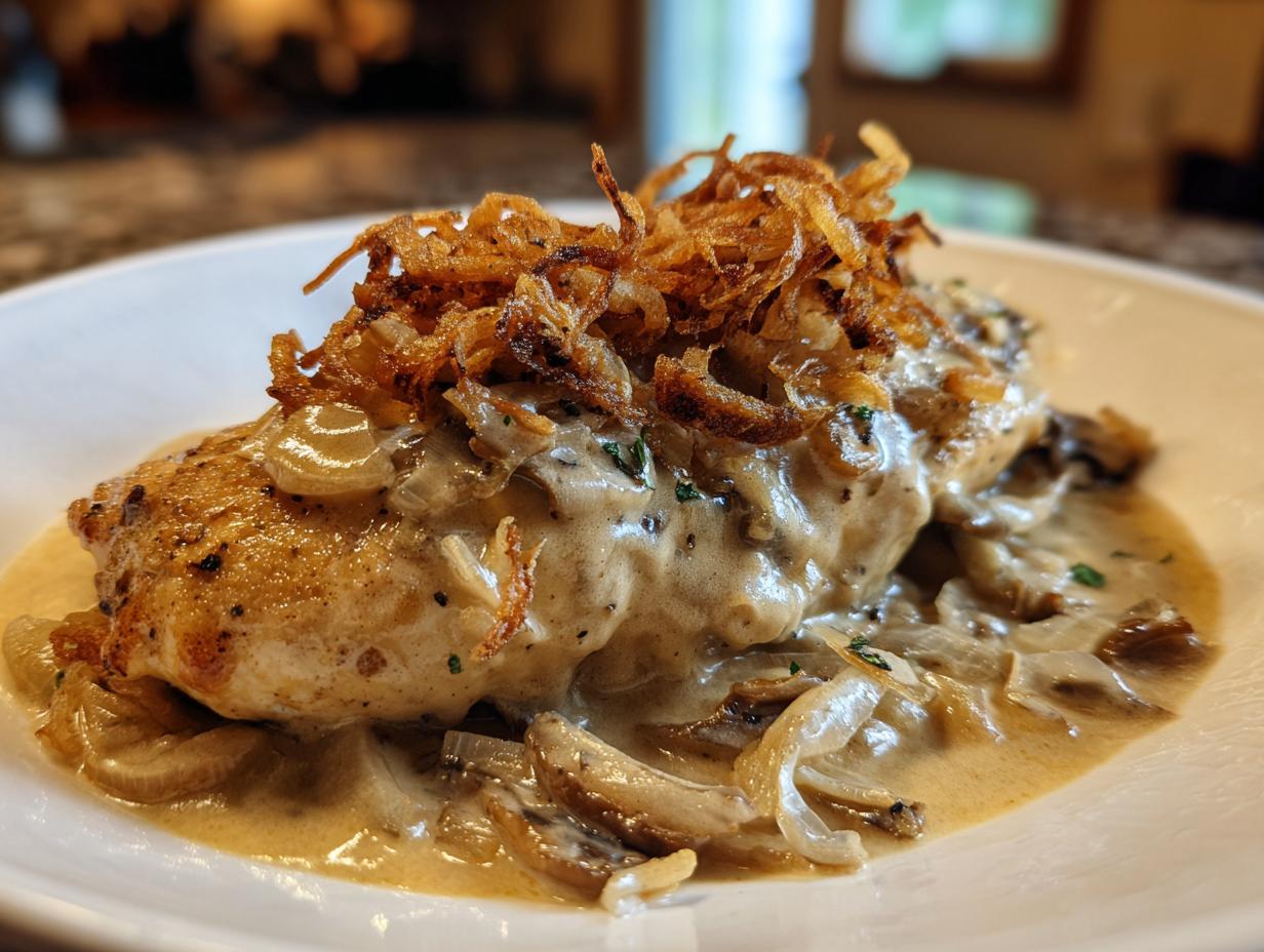 Divine Texas-Inspired Creamy Onion Topped Chicken