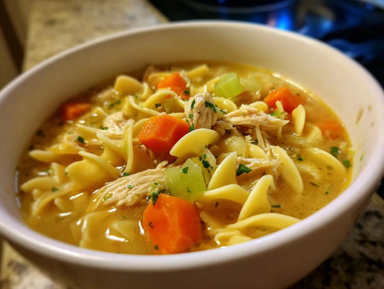 Amazing 15-Minute Chicken Noodle Soup with Egg Noodles
