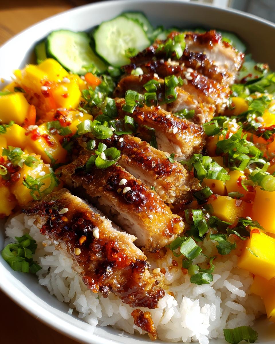 Chili Crisp Chicken Mango Cucumber Rice Bowl - detail 1