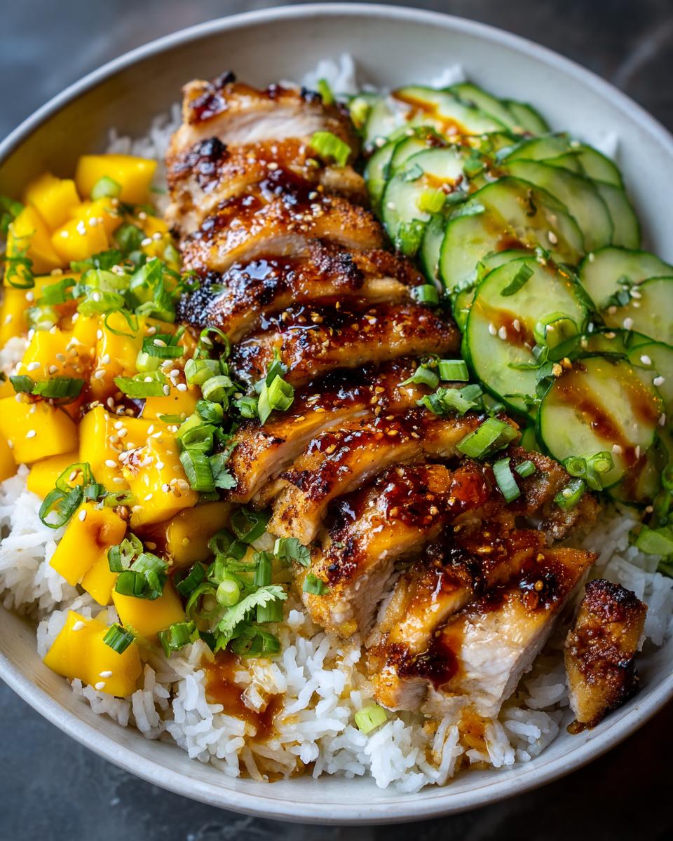 Chili Crisp Chicken Mango Cucumber Rice Bowl - detail 2