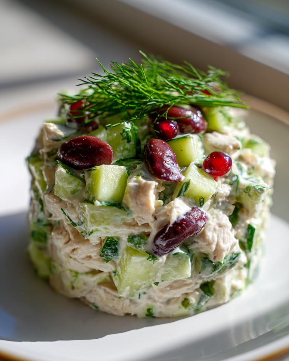 High protein cucumber chicken salad jar - detail 2