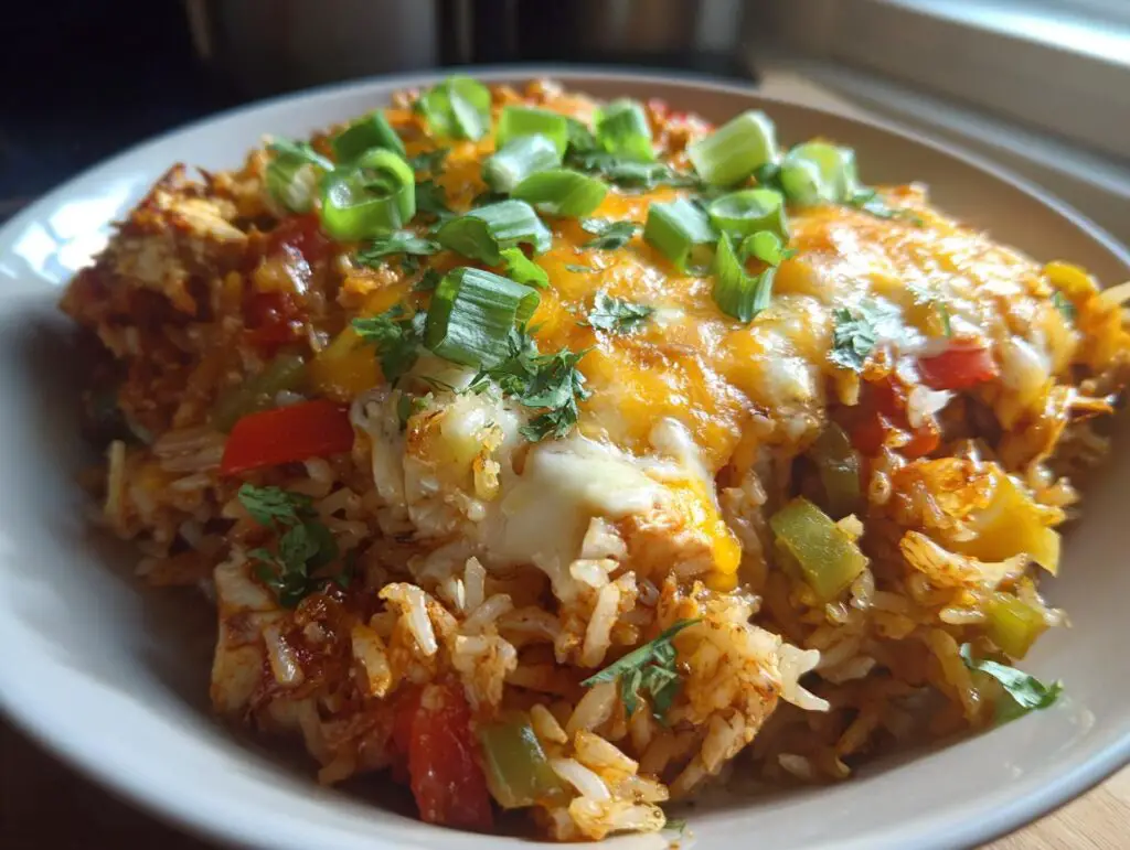 One Pan Chicken Fajita Rice Casserole