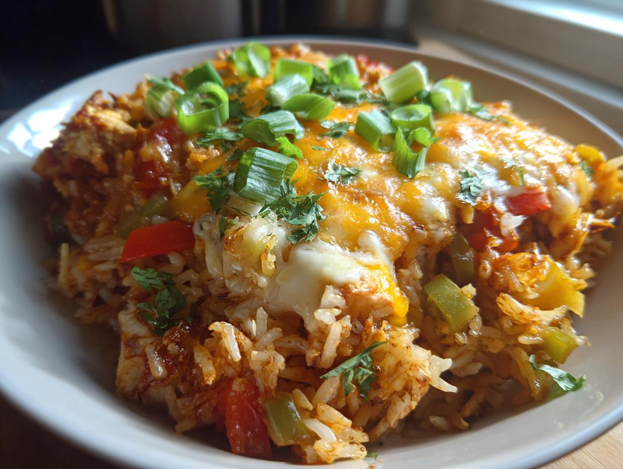 Best 1 Pan Chicken Fajita Rice Casserole