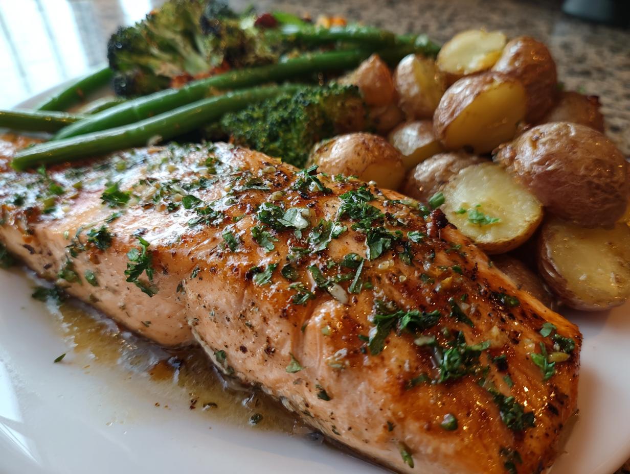 Sheet Pan Lemon Garlic Salmon With Veggies: 1 Fix